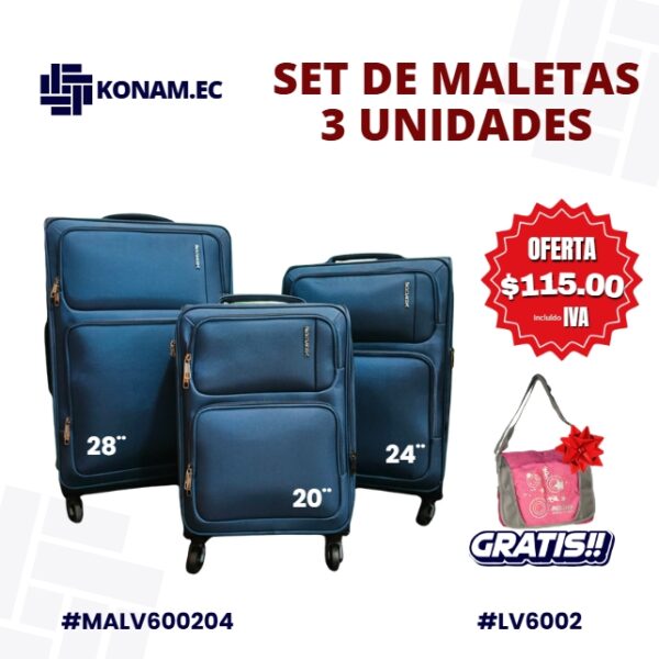 SET DE MALETAS LEAVESKING (3PZS + BOLSO) y VENTA POR UNIDAD #LV6002 #MALV6002