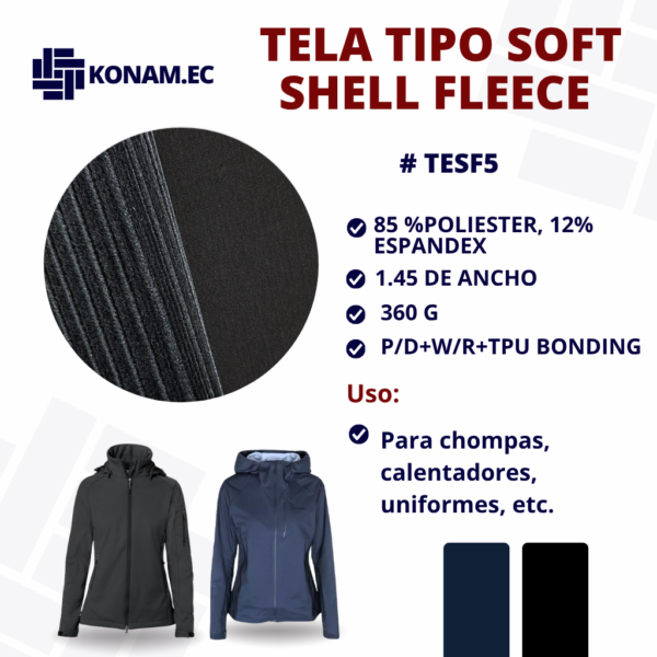 TELA TIPO SOFT SHELL FLEECE 360G #TESF5