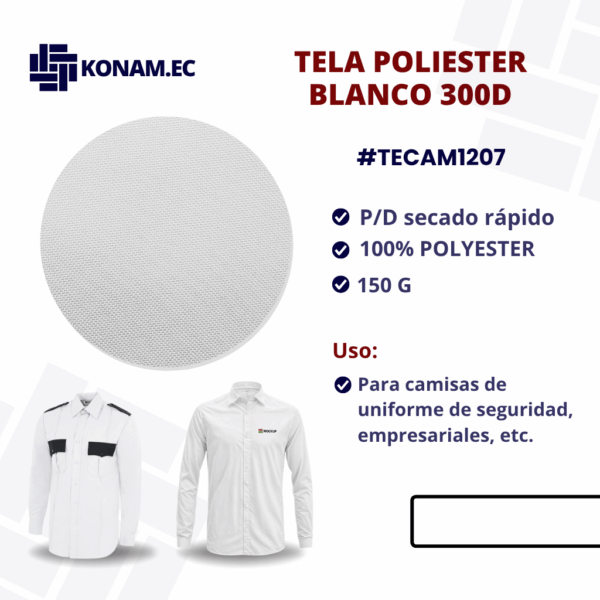 TELA POLYESTER PARA UNIFORME BLANCA  300D #TECAM1207