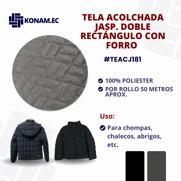 TELA ACOLCHADA JASP. DOBRE RECTÁNGULO CON FORRO HM181 #TEACJ181