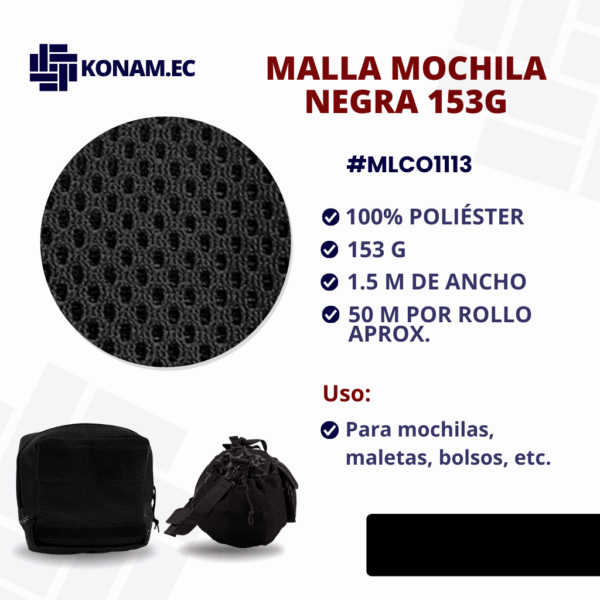 MALLA MOCHILA NEGRA 153G #MLCO1113