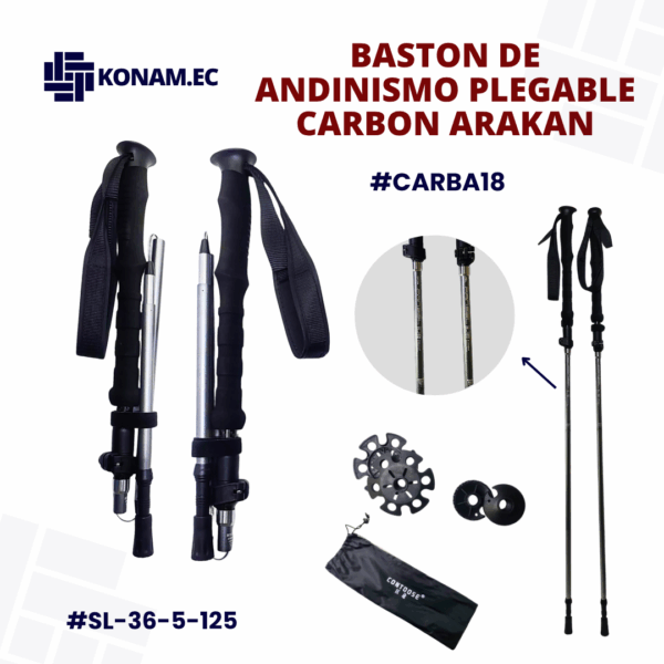 BASTON DE ANDINISMO PLEGABLE CARBON ARAKAN #SL-36-5-125  #CARBA18