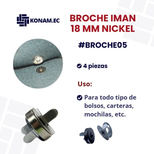 BROCHE IMAN 18 MM NICKEL #BROCHE05