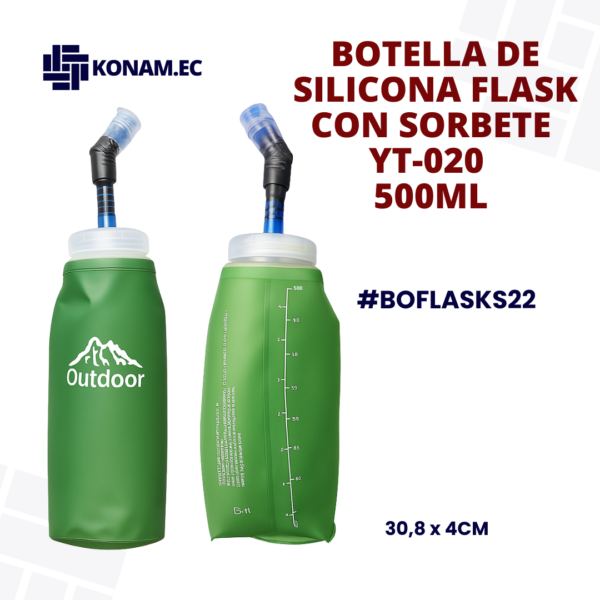 BOTELLA DE SILICONA FLASK CON SORBETE YT-020 de 500ml  #BOFLASKS22