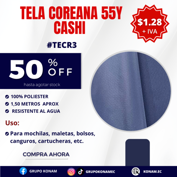 TELA COREANA 55Y CASHI #TECR3 -50% OFF