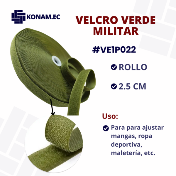 VELCRO VERDE MILITAR #VE1P022