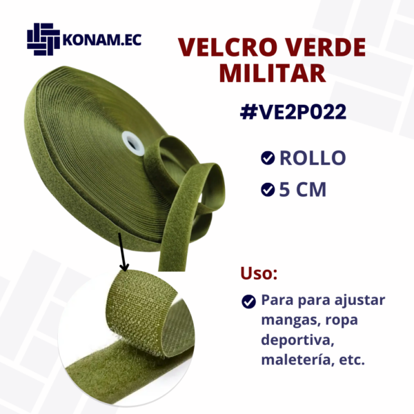 VELCRO VERDE MILITAR #VE2P022