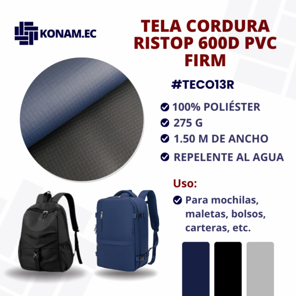 TELA CORDURA RISTOP 600D PVC FIRM #TECO13R
