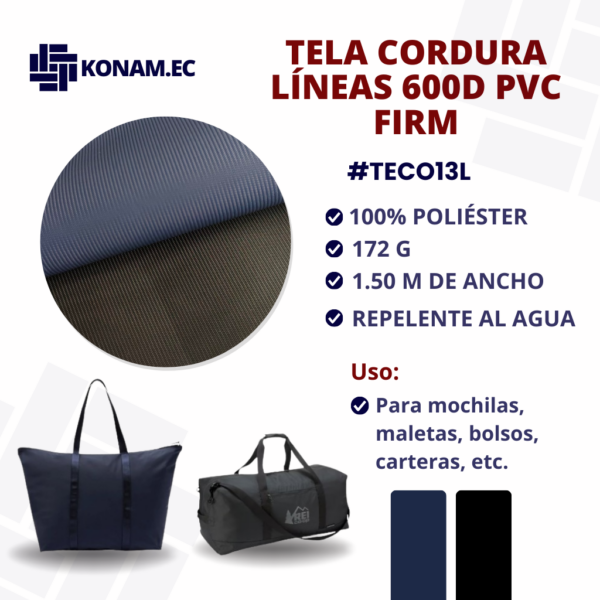 TELA CORDURA LÍNEAS 600D PVC FIRM #TECO13L