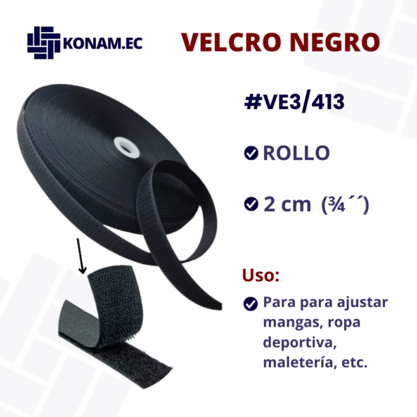 VELCRO NEGRO #VE3/413