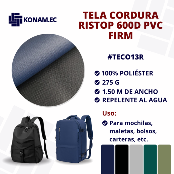 TELA CORDURA RISTOP 600D PVC FIRM #TECO13R