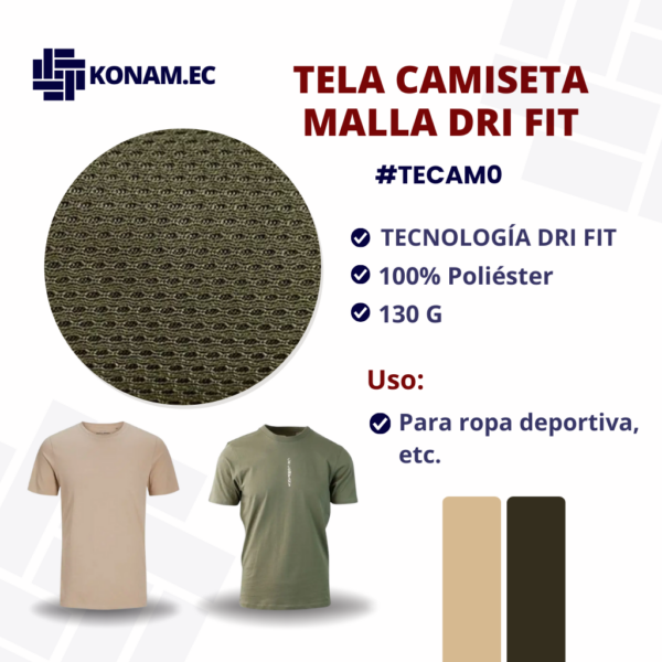 TELA CAMISETA MALLA DRI FIT Por Mayor #TECAM0