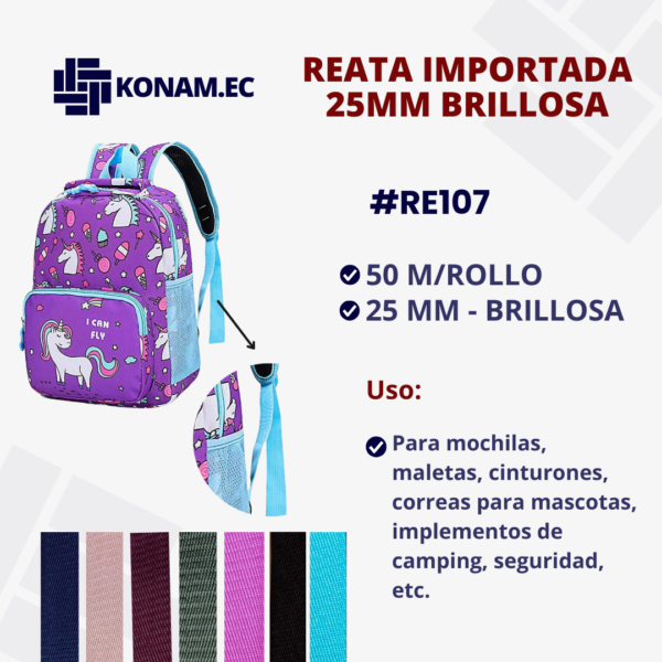 REATA IMPORTADA 25 MM BRILLOSA #RE107