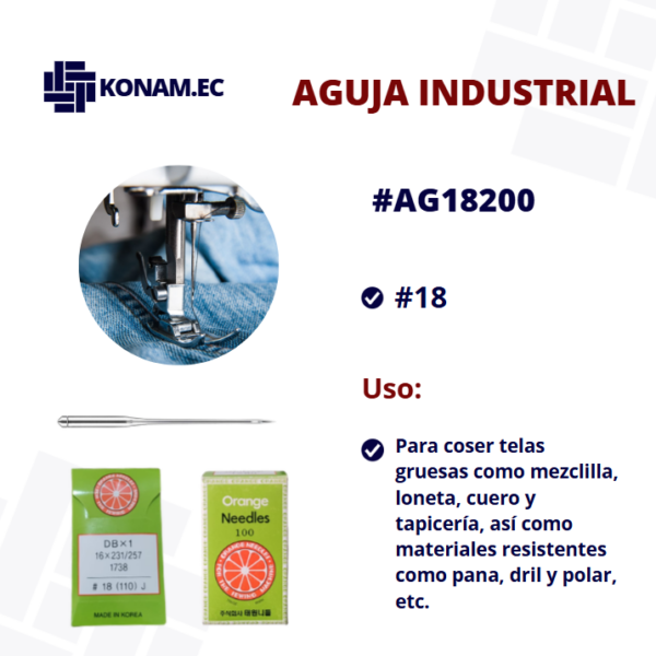 AGUJA INDUSTRIAL #18  #AG18200