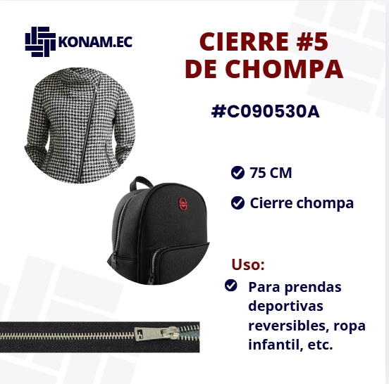 CIERRE DE CHOMPA #5 75 CM #C090530A