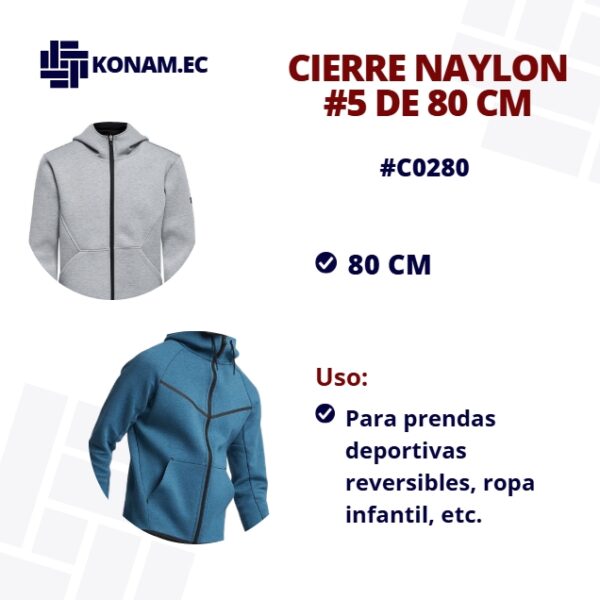 CIERRE  NAYLON #5  80CM #C0280