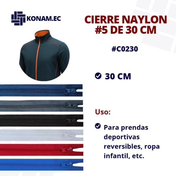 CIERRE  NAYLON #5  30CM #C0230