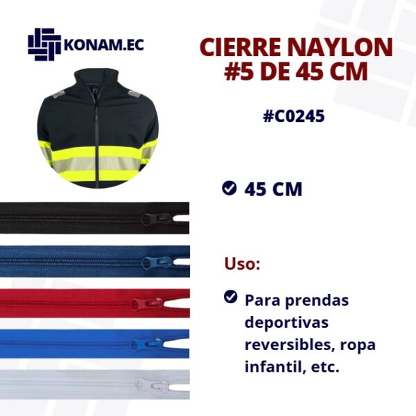 CIERRE  NAYLON #5  45CM #C0245