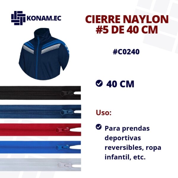 CIERRE  NAYLON #5  40CM #C0240