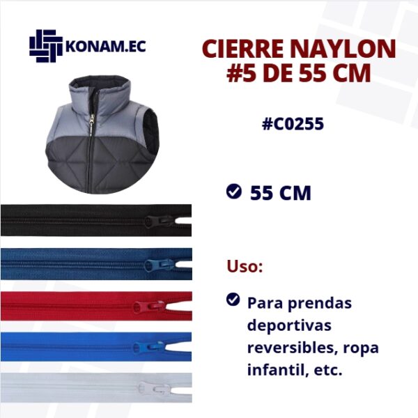 CIERRE  NAYLON #5  55CM #C0255