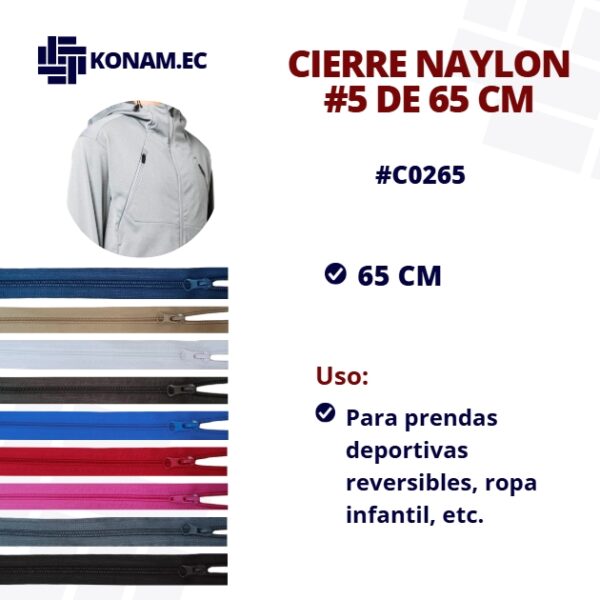 CIERRE NAYLON #5 DE 65CM #C0265