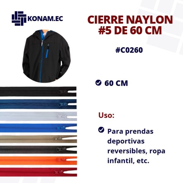 CIERRE  NAYLON #5  60CM #C0260