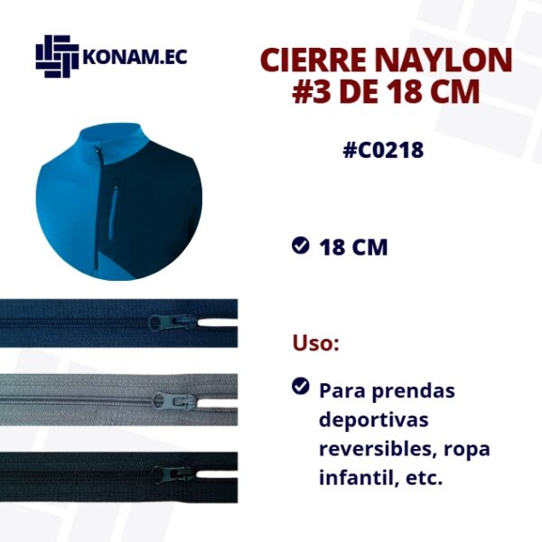CIERRE  NAYLON #3 18CM #C0218