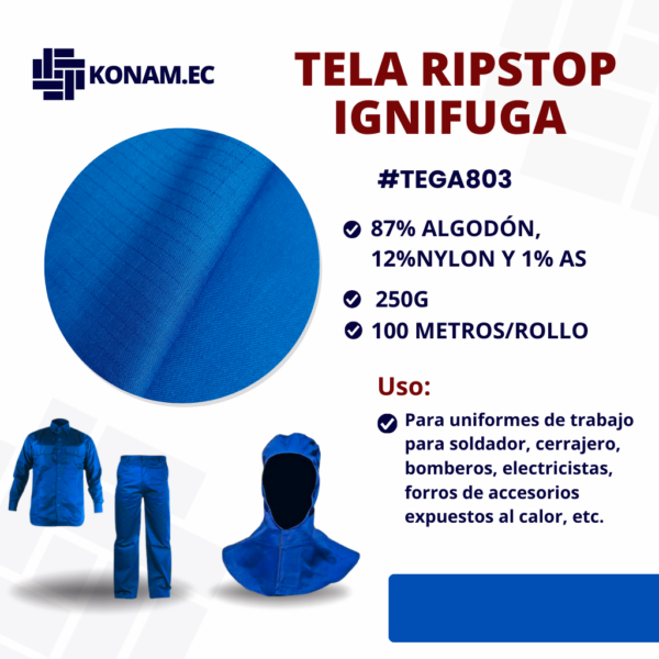 TELA RIPSTOP IGNIFUGA ELÉCTRICA #TEGA803