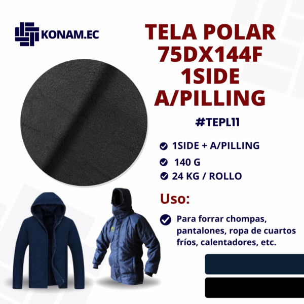 TELA POLAR MARTILLADO 75DX144F 1SIDE A/PILLING #TEPL11