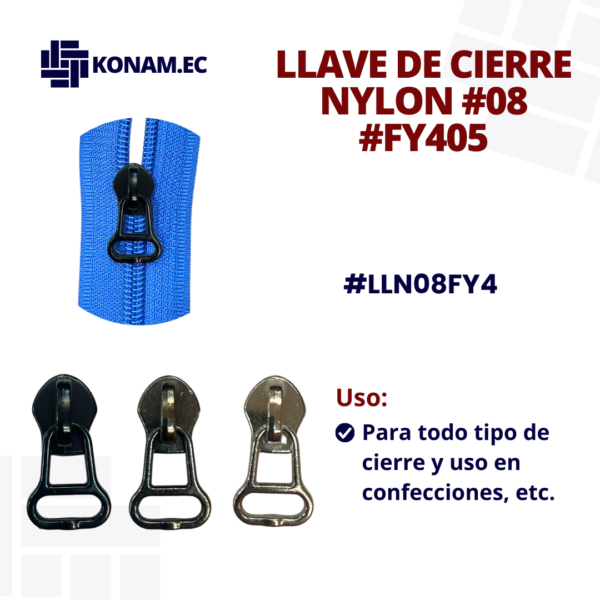 LLAVE DE CIERRE NYLON #08 #FY405 #LLN08FY4