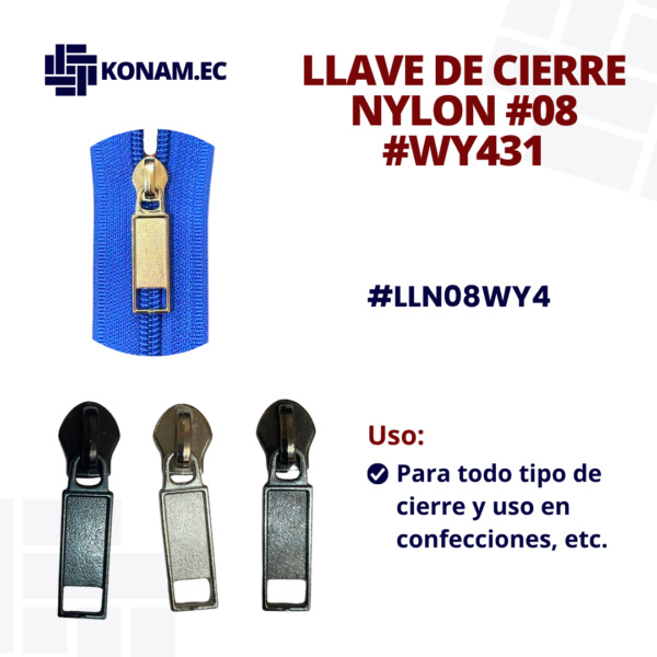 LLAVE DE CIERRE NYLON #08 #WY431 #LLN08WY4