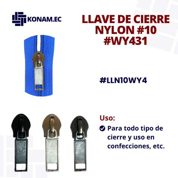 LLAVE DE CIERRE NYLON #10 #WY431 #LLN10WY4