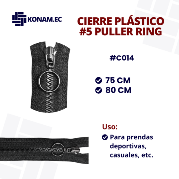 CIERRE PLÁSTICO #5 PULLER RING #C014