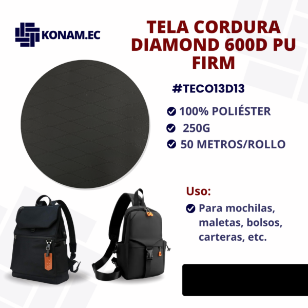 TELA CORDURA DIAMOND 600D PU FIRM  #TECO13D13
