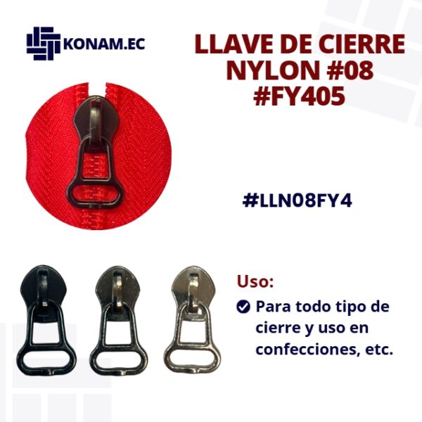 LLAVE DE CIERRE NYLON #08 #FY405 #LLN08FY4