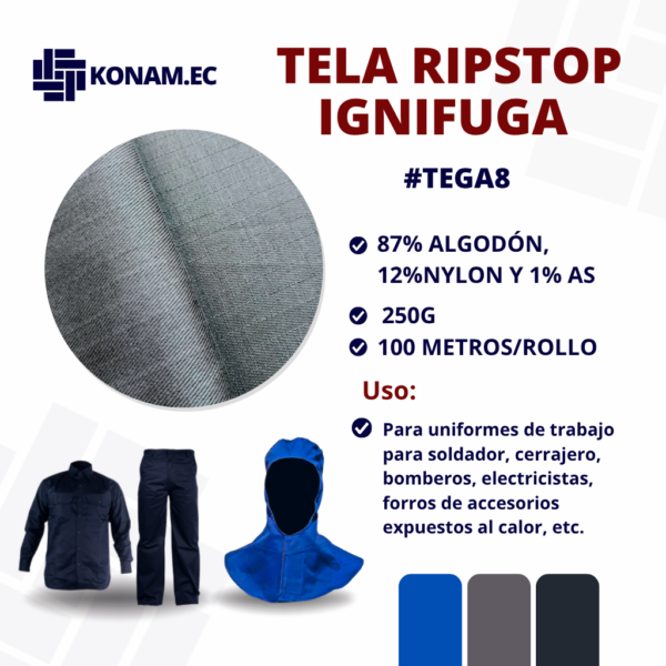 TELA RIPSTOP IGNIFUGA #TEGA8