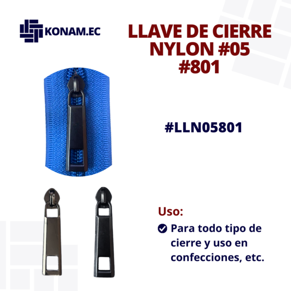 LLAVE DE CIERRE NYLON #05 #801 #LLN05801