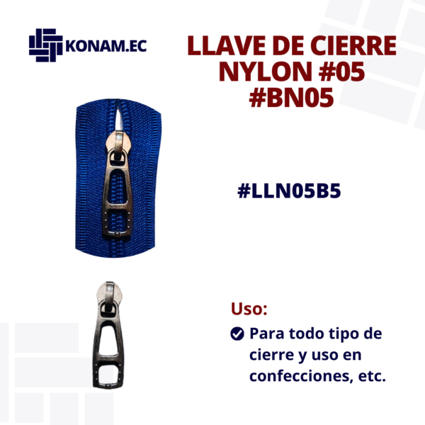 LLAVE DE CIERRE NYLON #05 #BN05 #LLN05B5