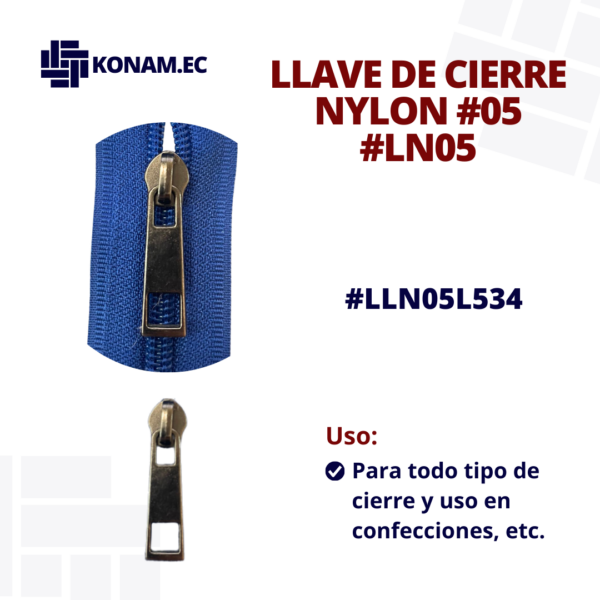 LLAVE DE CIERRE NYLON #05 #LN05 #LLN05L534