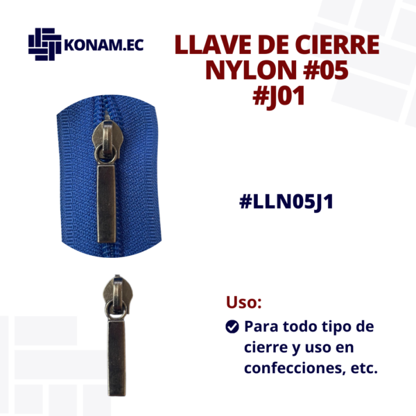 LLAVE DE CIERRE NYLON #05  #J01 #LLN05J1