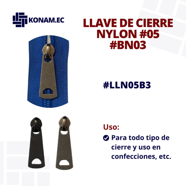 LLAVE DE CIERRE NYLON #05 #BN03 #LLN05B3