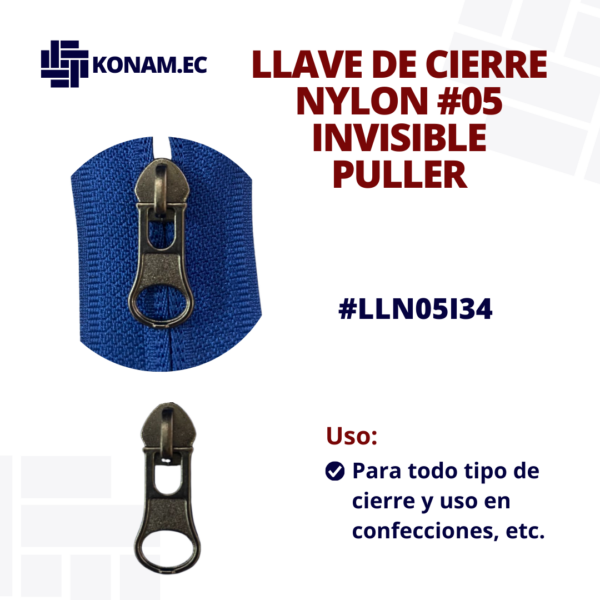 LLAVE DE CIERRE NYLON #05 INVISIBLE PULLER #LLN05I34