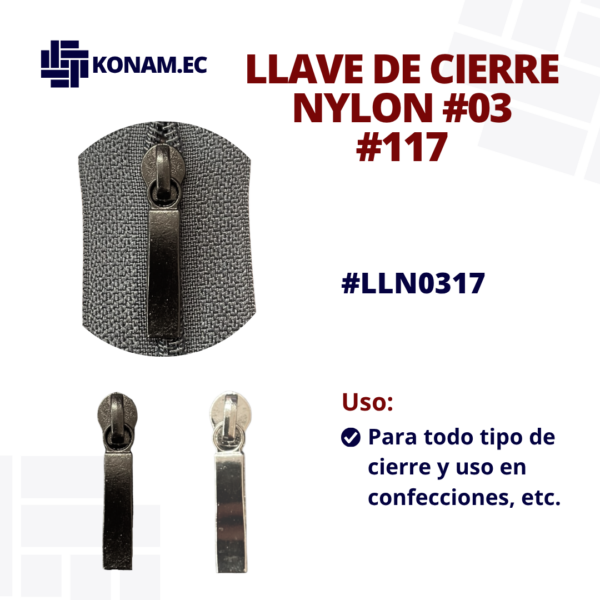 LLAVE DE CIERRE NYLON #03 #117 #LLN0317