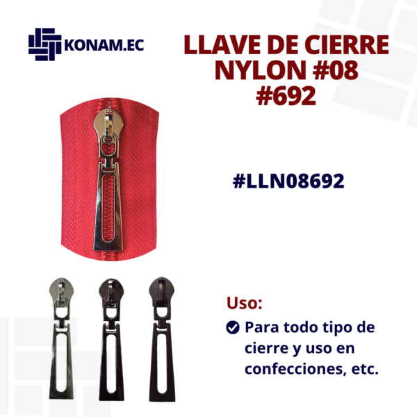 LLAVE DE CIERRE NYLON #08 #692 #LLN08692