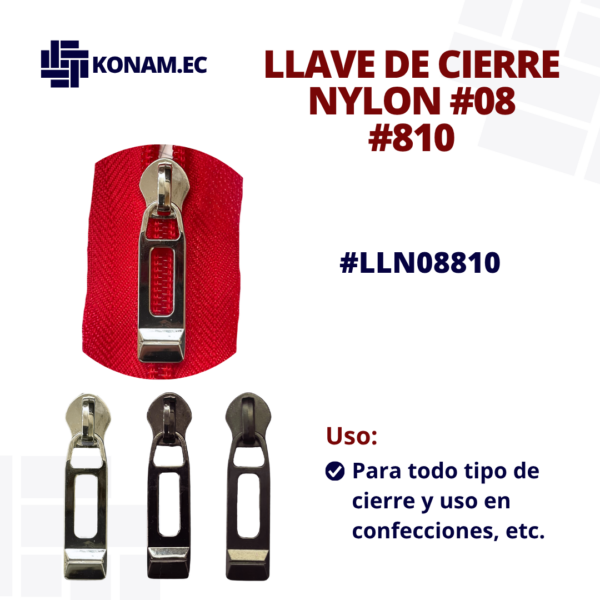 LLAVE DE CIERRE NYLON #08 #810 #LLN08810