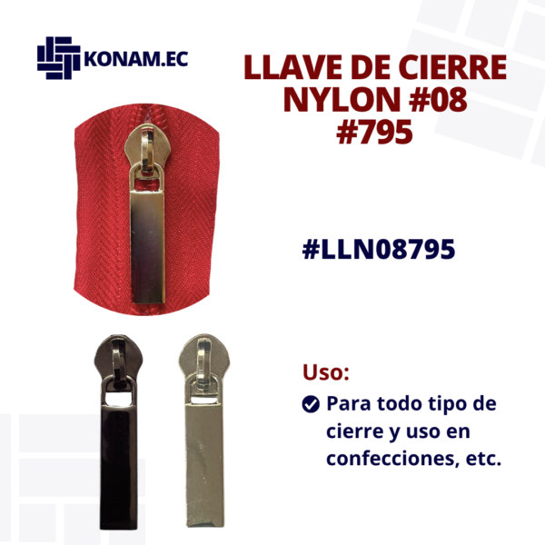 LLAVE DE CIERRE NYLON #08 #795 #LLN08795