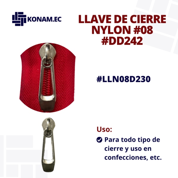 LLAVE DE CIERRE NYLON #08 #DD242 #LLN08D230