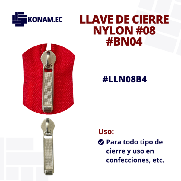 LLAVE DE CIERRE NYLON #08 #BN04 #LLN08B4