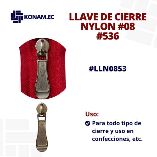 LLAVE DE CIERRE NYLON #08 #536 #LLN0853