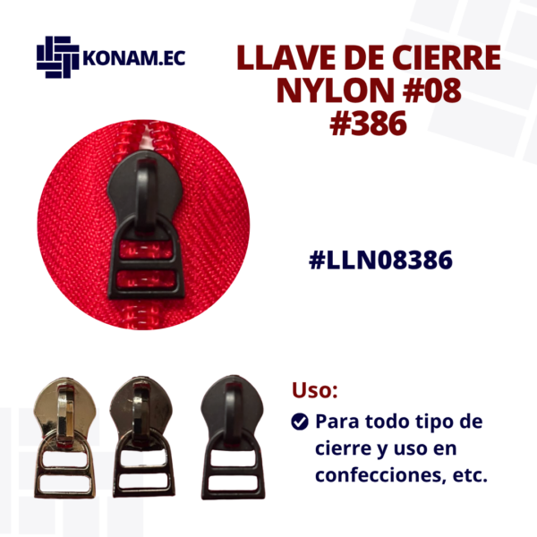 LLAVE DE CIERRE NYLON #08 #386 #LLN08386